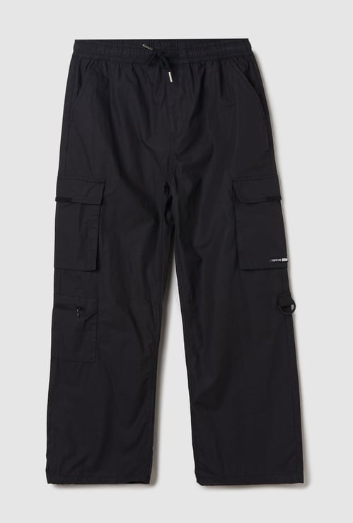 Boys Solid Cargo Parachute Trousers
