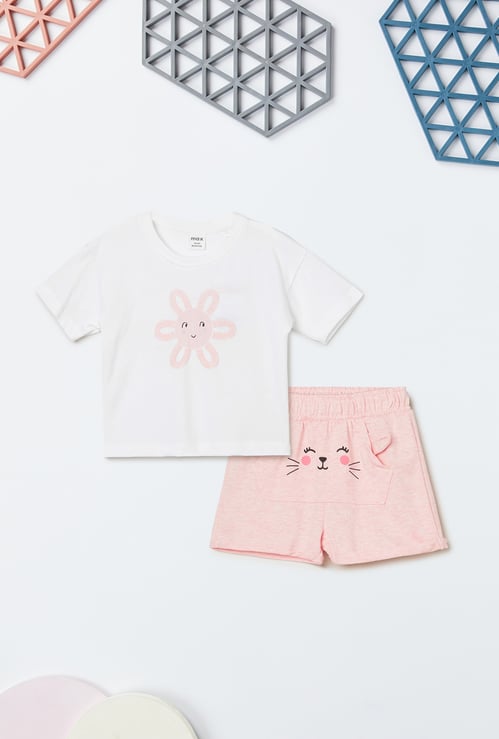 Girls Printed Shorts Set