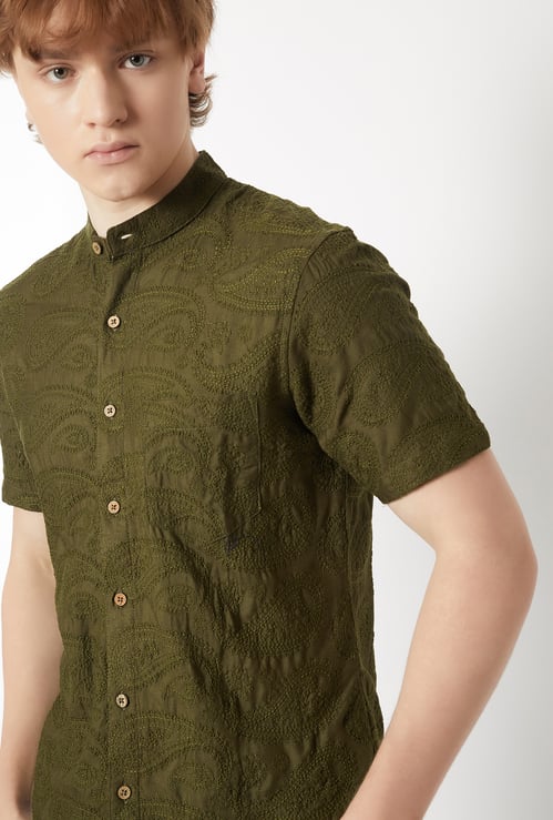 Men Embroidered Slim Fit Ethnic Shirt