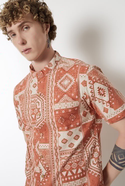 Men Printed Slim Fit Ethnic Shirt