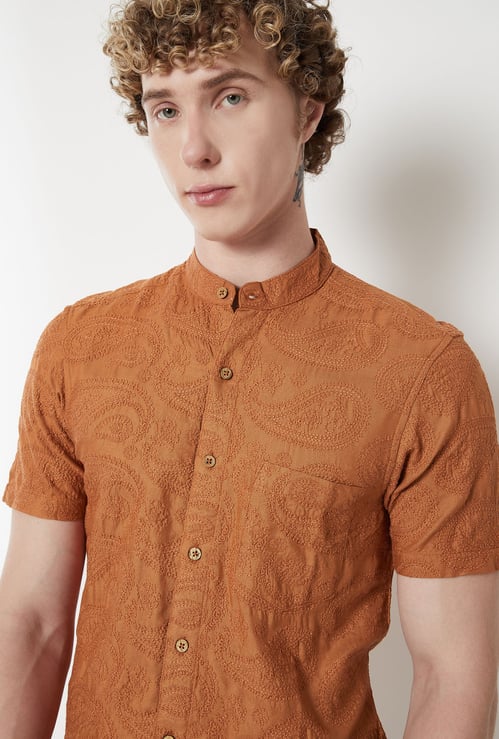 Men Embroidered Slim Fit Ethnic Shirt
