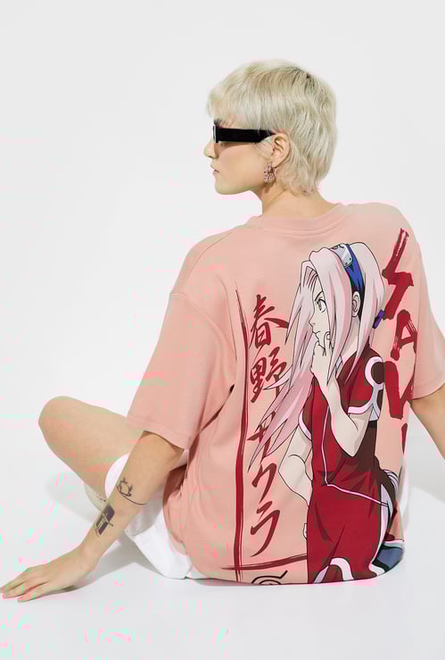 ALAYA F X URB_N Women Sakura Print Oversized T-shirt