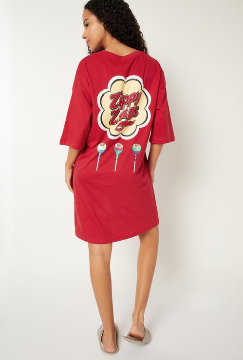 Women Back Print Nightdress