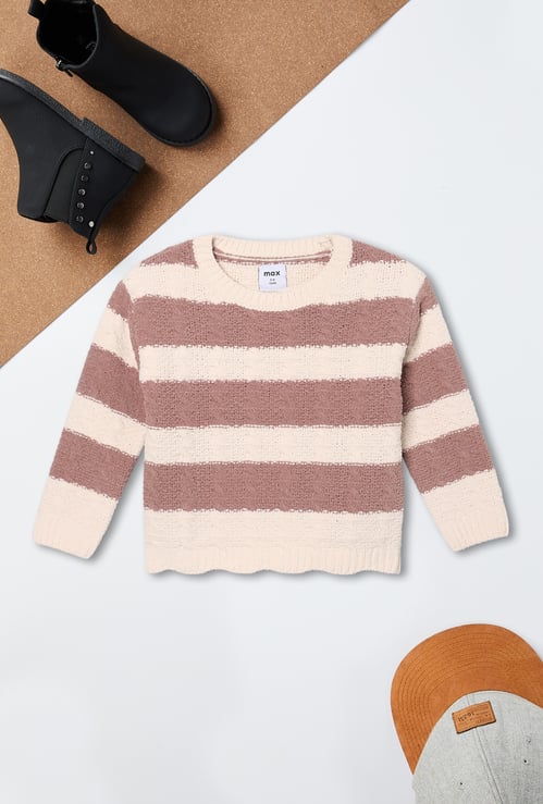 Girls Striped Knit Sweater