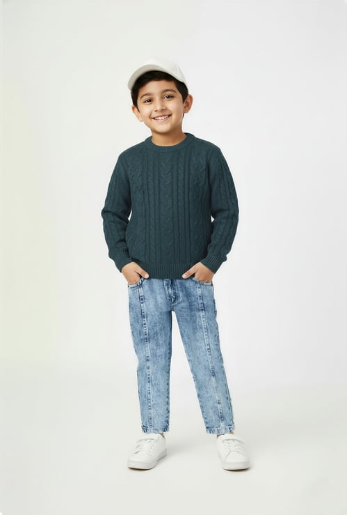 Boys Solid Cable Knit Sweater