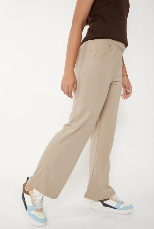 Girls Solid Wide Leg Trousers