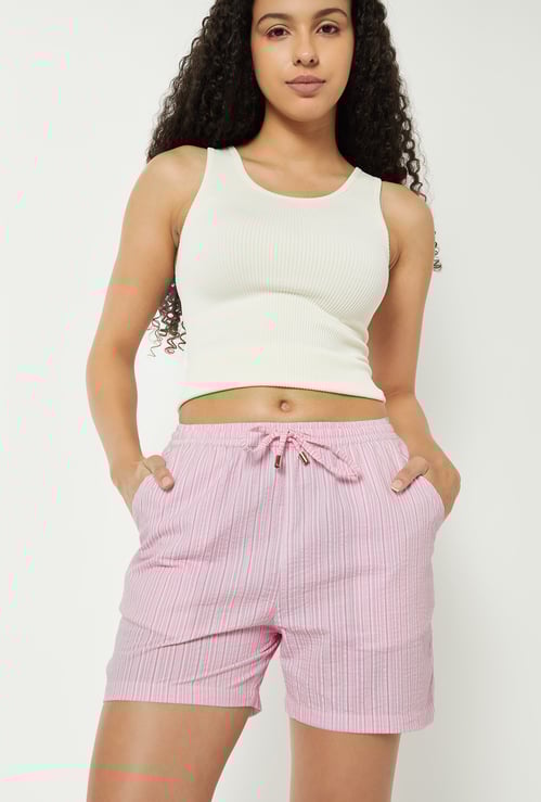 Women Striped Lounge Shorts