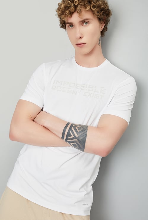Men Printed Slim Fit Sports T-shirt