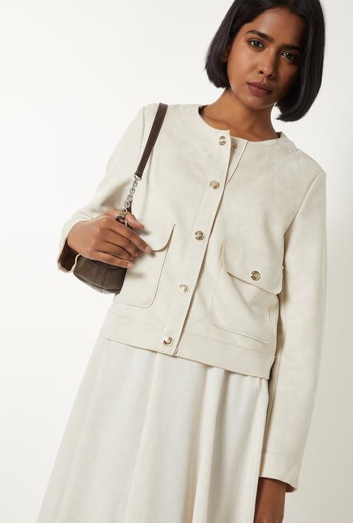 Women Solid Knit Jacket