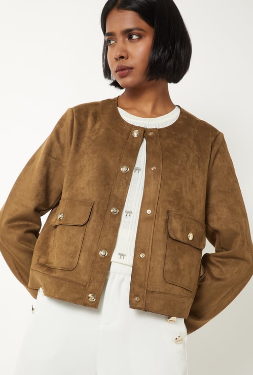 Women Solid Knit Jacket