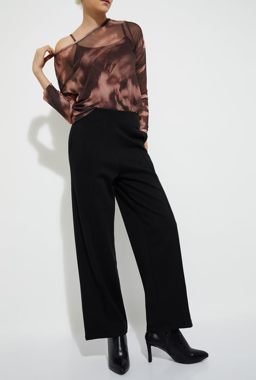 ALAYA F x URB_N Textured Wide Leg Trousers