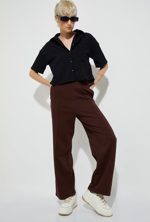 ALAYA F x URB_N Textured Wide Leg Trousers