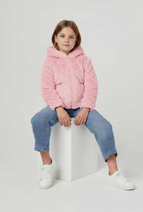 Girls Faux Fur Hooded Jacket