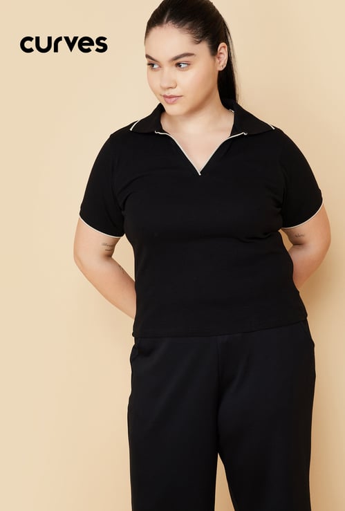 Women Knit Sports Polo T-shirt