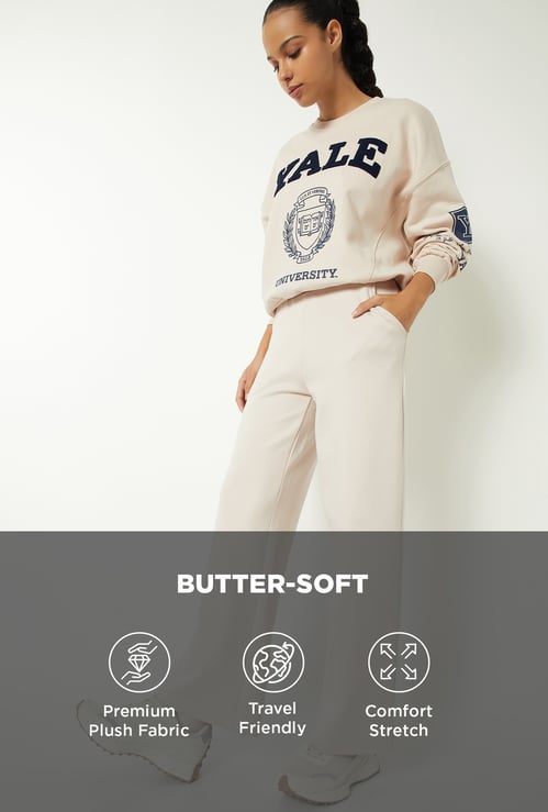 Women Solid Wide Leg Buttersoft Sports Track Pants