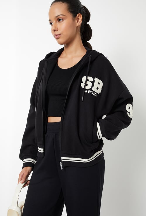 Women Chenille Embroidered Boxy Fit Jacket