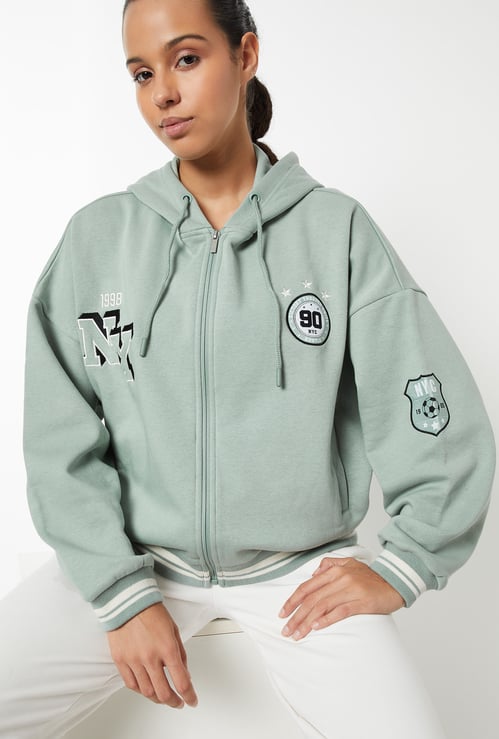 Women Chenille Embroidered Boxy Fit Jacket