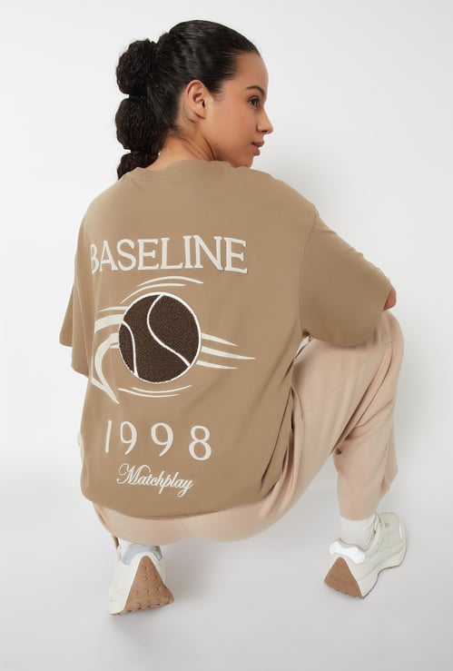 Women Back Print Oversized Sports T-shirt