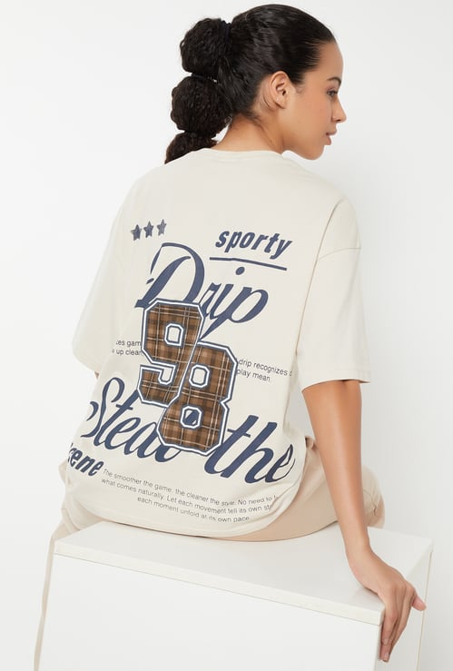 Women Printed Oversized Fit Sports T-shirt