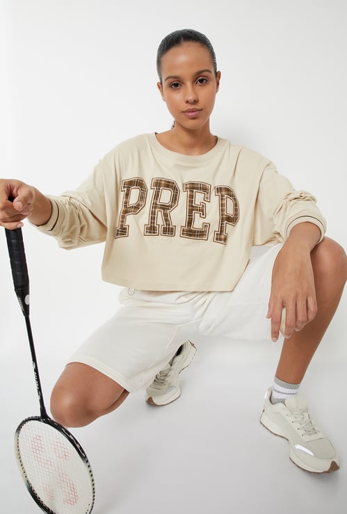 Women Applique Boxy Fit Sports T-shirt