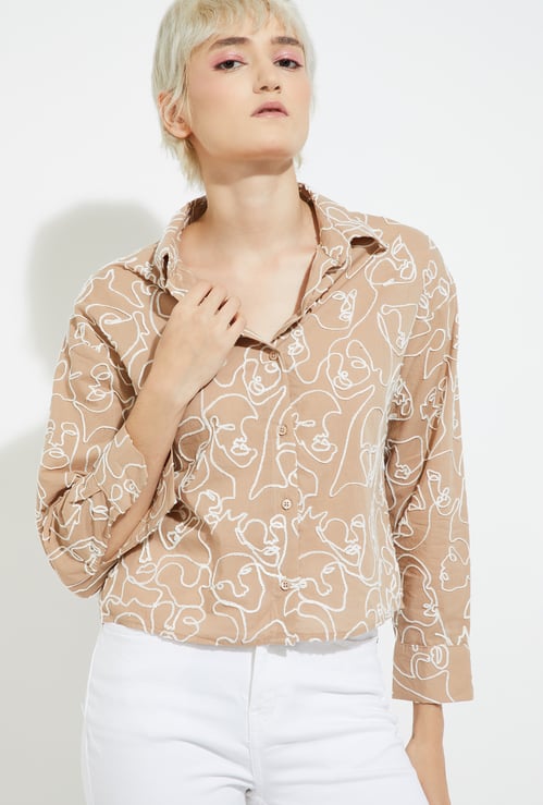 ALAYA F x URB_N Women Embroidered Crop Shirt