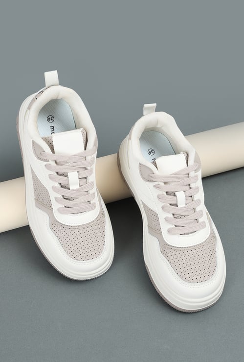 Women Colourblock Perforations Sneakers