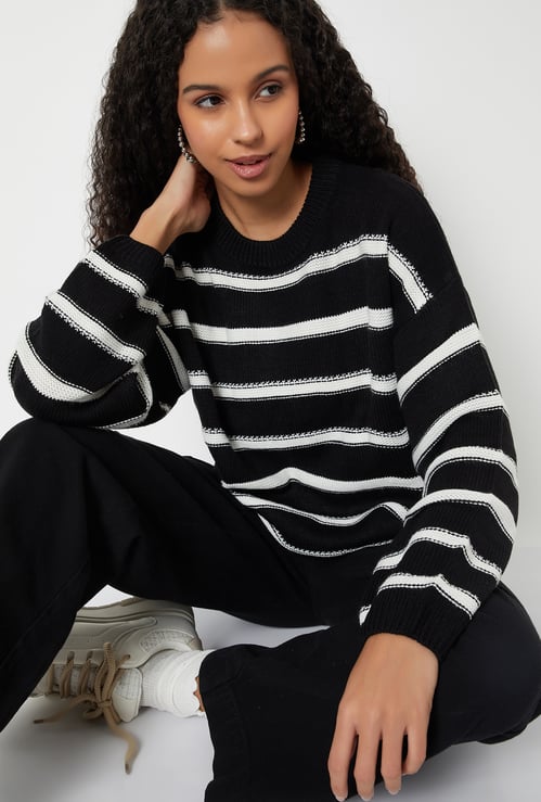 Women Striped Boxy Fit Sweater