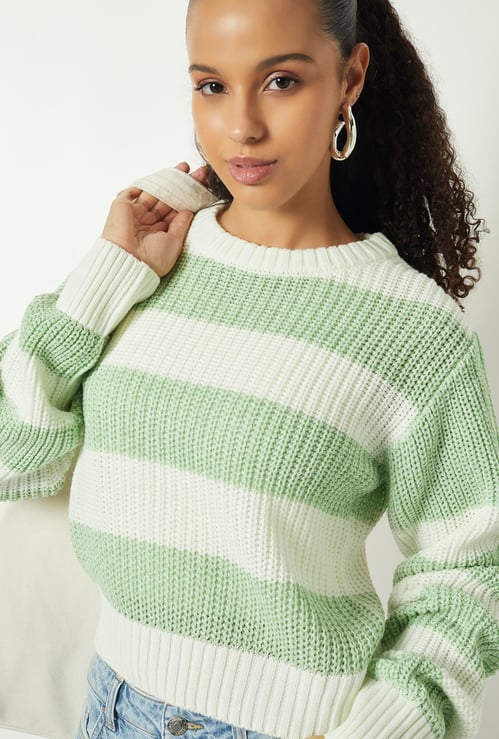 Women Boxy Fit Striped Sweater