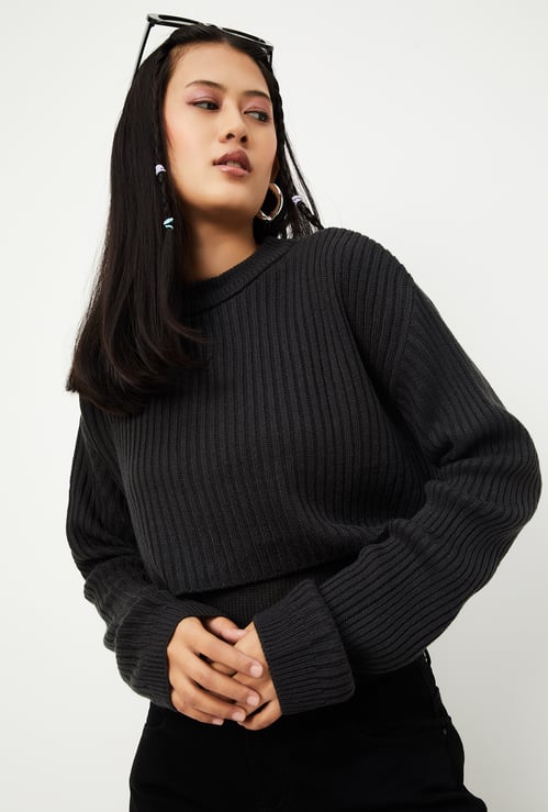 Women Ribbed Layered Sweater