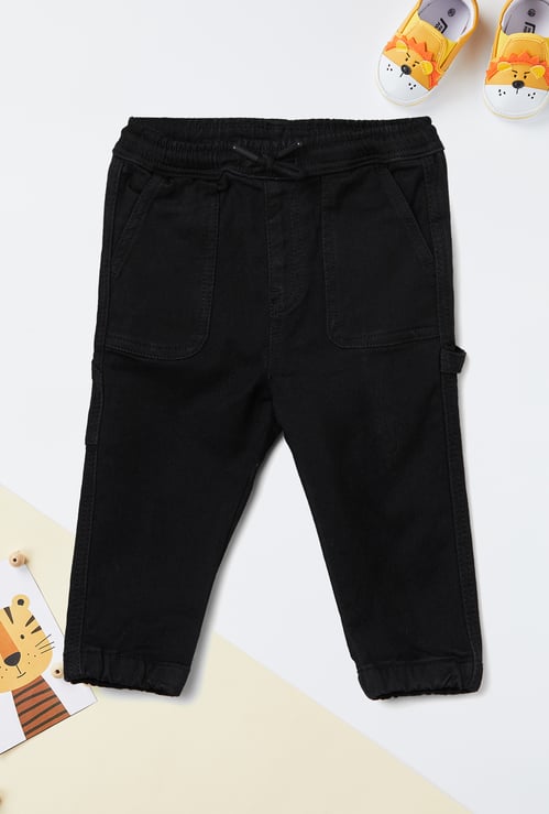 Boys Textured Denim Joggers