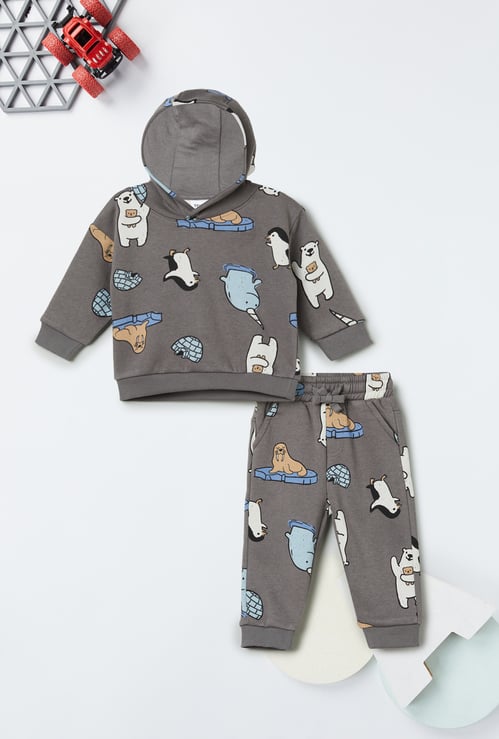 Boys Printed Hooded Joggers Set