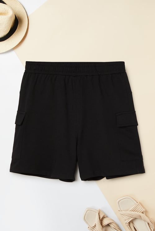 Boys Solid Cargo Shorts