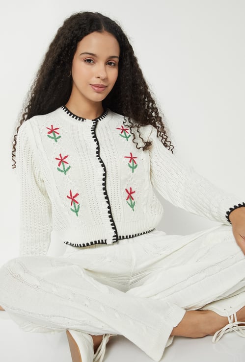 Women Floral Embroidered Cardigan