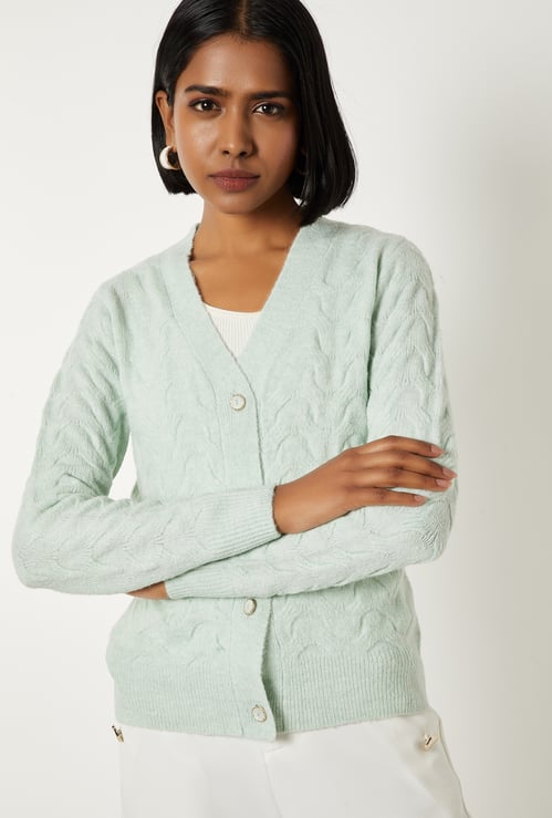 Women Cable Knit Cardigan