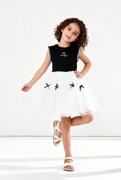 Girls Bow Applique Dress