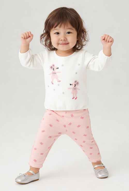 Girls Applique T-shirt with Leggings