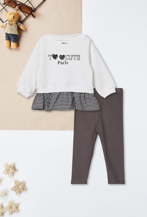 Girls Printed Sweatshirt with Leggings