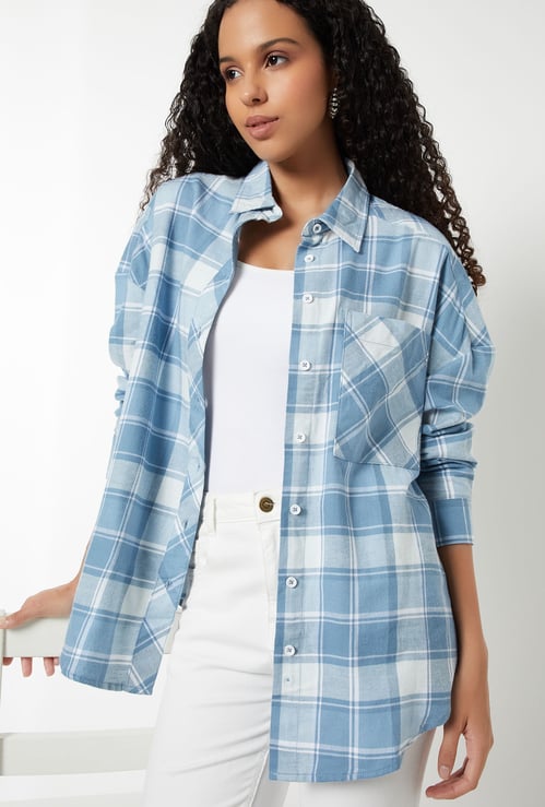 Women Checked Oversized Shirt