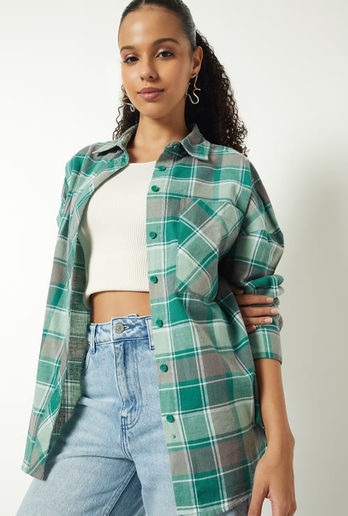 Women Checked Oversized Shirt