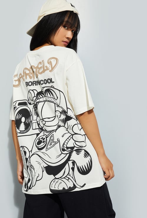 URB_N Women Garfield Print Oversized T-shirt