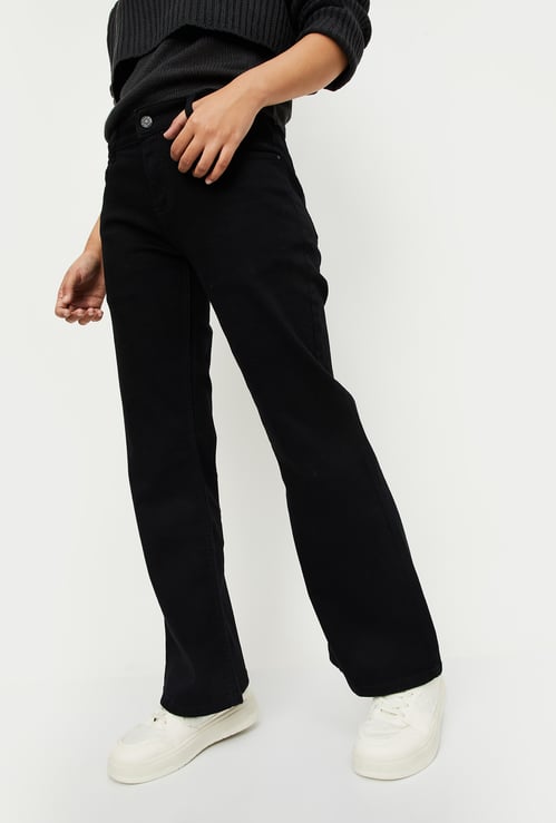 Women Solid Flared Jeans