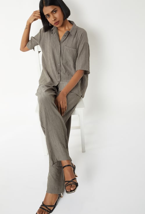 Women Crinkle Textured Shirt