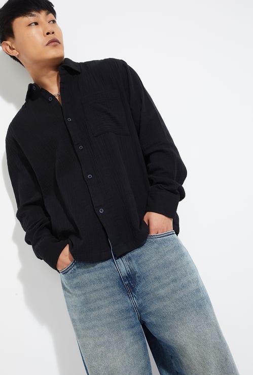URB_N Men Textured Regular Shirt