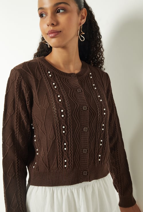 Women Embellished Knit Cardigan