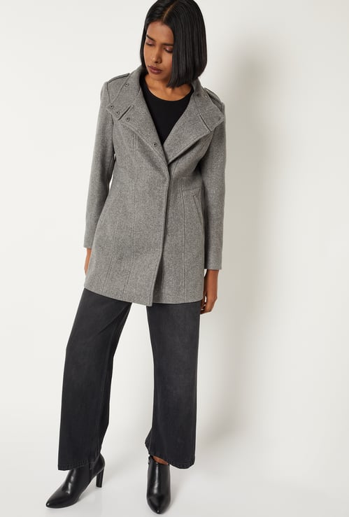 Women Knit Longline Overcoat