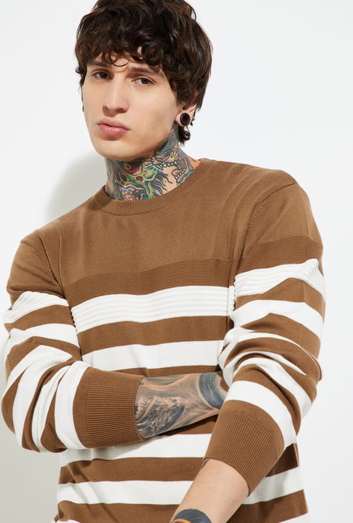 URB_N Men Knit Striped Sweater