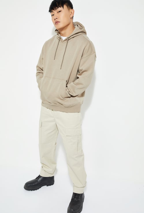 URB_N Men Solid Oversized Hooded Sweatshirt