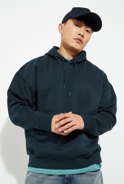 URB_N Men Solid Oversized Hooded Sweatshirt