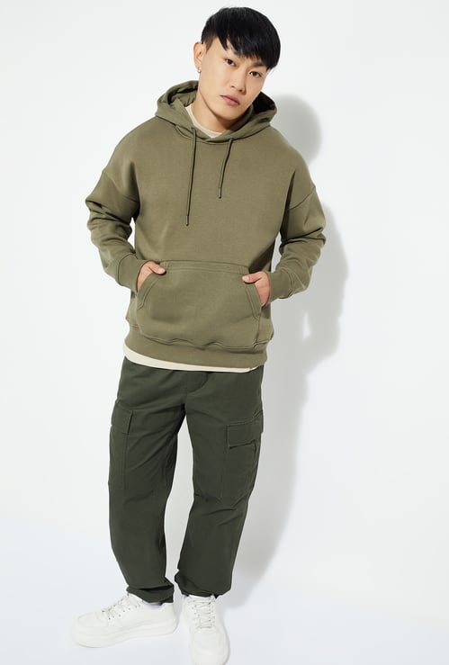 URB_N Men Knit Hooded Oversized Sweatshirt