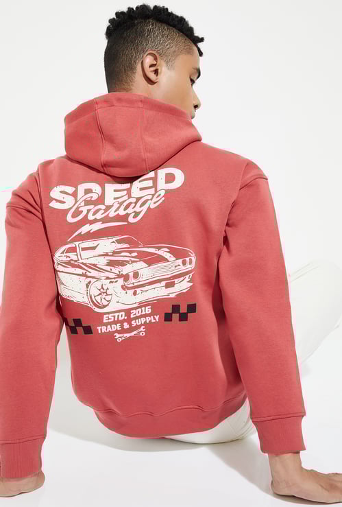 URB_N Men Printed Hooded Oversized Sweatshirt